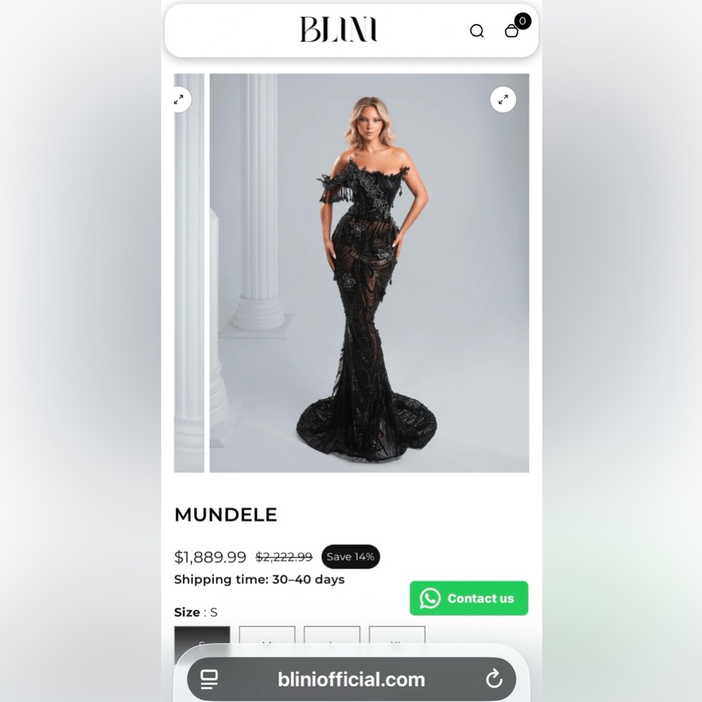 Blini Mundele Beaded Gown Black size Small Brand New-Never Worn!